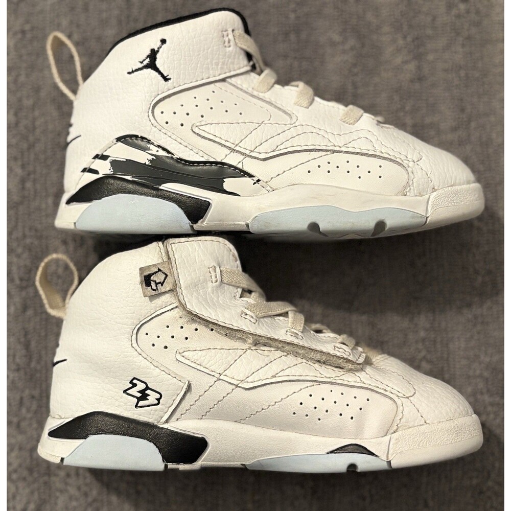 Nike Air Jordan 6 Retro White Black Sneakers Kids Size 9C DZ5576-100